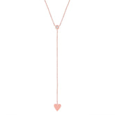 0.06ct 14k Rose Gold Diamond Heart Lariat Necklace